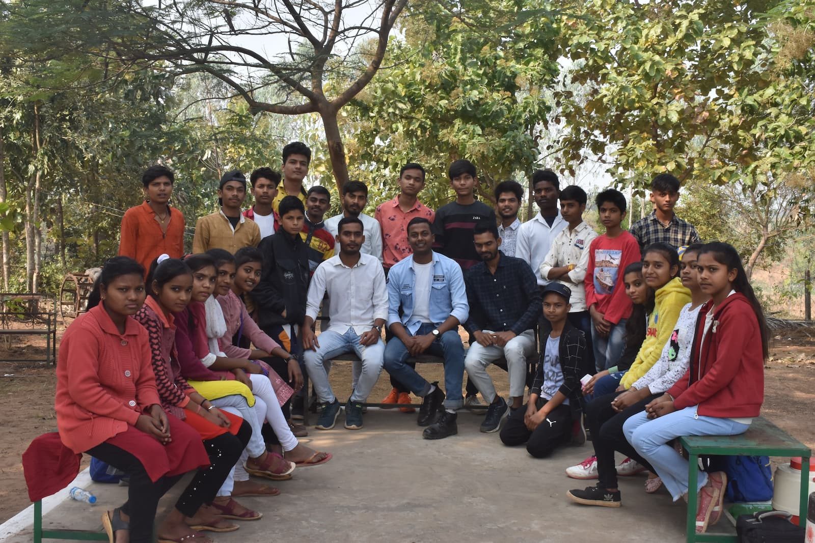 Youth group gathered outdoors